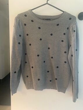 MARINA Gray Polka Dot Crewneck Sweater by MARINA
